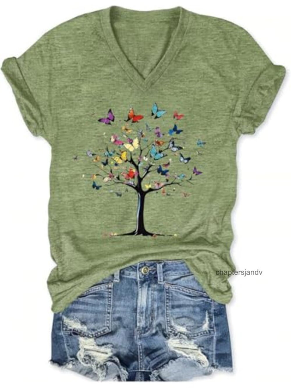 V-Neck Graphic T-Shirt Boho Flower Short Sleeve Summer